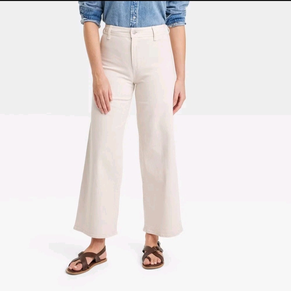 Universal Thread Sailor Wide Leg Jeans Size 6 Cream Ecru High Rise Coastal